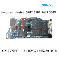 19862-1 i7-1165G7 FOR Dell Vostro 5502 5402 Inspiron 5402 5502 5409 5509 Laptop Motherboard CN-0VN397 VN397 100%Test