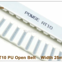POWGE 5meters AT10 Timing Belt Width 25mm AT10 25 PU With Steel Core Belt Pitch=10mm T10 AT10-25 Metric Trapezoidal Belt