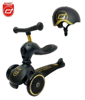 奧地利 Scoot &amp; Ride Cool二合一飛滑步車/滑板車/安全帽(黑金)【六甲媽咪】