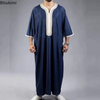 JGYFashion Muslim lelaki Jubba Thobes arab Pakistan Dubai Kaftan Abaya jubah pakaian islam arab Saudi hitam panjang blaus DressKIH