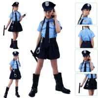 Cute Baby Girls Tiny Cop Police Officer Playtime Cosplay Uniform Kids Child Profession Halloween Rol