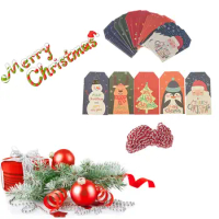 50PCS DIY Xmas Decoration Kraft Paper Santa Claus Kraft Tag Gift Wrapping Hang Tags Christmas Labels