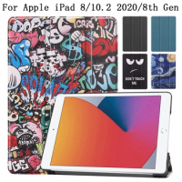 Pattern Flip Fundas Tablet Case for Apple iPad 8 iPad8 8th Gen 10.2 2020 Case Coque PU Leather Stand PC Cover Auto Sleep Shell