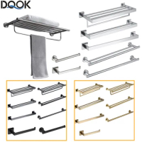 DQOK Stainless Steel Bathroom Hardware Set Bathroom Accessories Black Towel Rail Bar Rack Gold Towel Bar Shelf Towel Holder