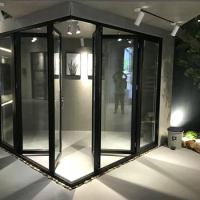Double Glazing Bi Fold Door/Accordion Aluminum Glass Patio Exterior Bifold Door