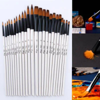 12pcs White Rod Watercolor Pen Set Two-color Nylon Hair Brush Artists Special Watercolor Gouache Painting Brush Art Supplies
