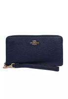 COACH Coach Pebble Leather C4451 Long Zip Around Wallet In Midnight