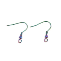 304 Stainless Steel Ear Wire Hooks Earring Findings Hook Multicolor 22mm x 20mm, Post/ Wire Size: (21 gauge), 20 PCs