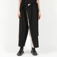 Customized Large size NEW Men's casual pants flax stitching asymmetrical irregular Kendo pants samurai pants / S ~ 6XL