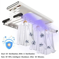 Electric Clothes Drying Rack Intelligent Lifting Household With Lights Balcony Ceiling Space Aluminum Telescopic Rod And Control