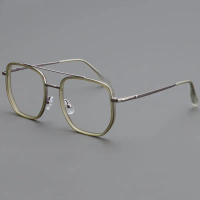 Fashion Ultra Light Spectacles Frame Titanium Retro Classic Double Beam Pilot Eyeglasses Men Women G