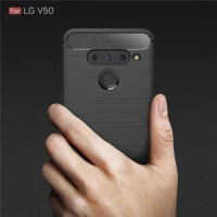 For LG V50 V40 ThinQ case Luxury Carbon Fiber Shockproof Silicone Back Cover For LG K40 V40 Q7 G7 Q6 V30 Plus G6 Pro Armor Coque