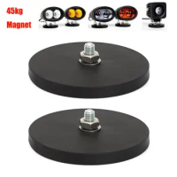 2Pcs 45kg Car Mount Magnet Powerful Neodymium Magnet Disc Rubber M8 Thread Surface Protecting LED Light Camera Car Mount Magnet