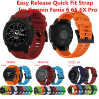 20 22 26mm Silicone Watch Band Easy Release Quick Fit Strap for Garmin Fenix 3 3HR/Fenix 5X/5X Plus/S60/D2/MK1/Fenix 6 6S 6X Pro