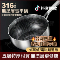 德國316不銹鋼雪平鍋不粘鍋傢用多功能輔食鍋奶鍋小炒鍋 蜂窩雪平鍋 白鐵雪平鍋 不鏽鋼小鍋
