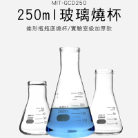 250ML 刻度杯 實驗室玻璃儀器器皿 玻璃三角燒瓶 三角燒杯 錐形瓶 加熱燒杯 錐形瓶 GCD250