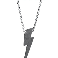 KUZZOI Kalung Perhiasan Perak 925 Pria Lightning Bolt Pendant Oxidised