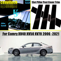 Glossy Black Car Door Window B C Center Pillar Post Sticker Cover Trim Mirror Film for Toyota Camry XV40 XV50 XV70 2006 -2021