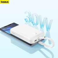 Baseus 30W Magnetic Power Bank 10000mAh PD Charging Powerbank Battery Charger Built-in Cable For iPhone 14 13 12 For Samsung