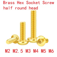 M2 M2.5 M3 M4 M5 M6 Brass Allen Screws Bolt Hexagon Socket Half Round Head Screw Inner Hex Slot Bolts Cap Thread Nail 4mm-40mm L