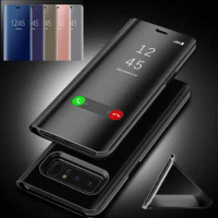 Mirror Flip Phone Case For Samsung Galaxy A35 A25 A24 A34 A54 A14 A53 S23 FE S20 FE Note 20 Ultra Note 9 8Smart Clear View Cover