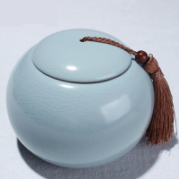 茶葉罐陶瓷 汝窯醒茶罐開片可養大號密封罐普洱茶缸茶罐儲物