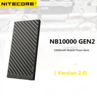 NITECORE NB10000 GEN2 V2.0 Mobile Power Bank Portable Powerbank 10000mAh Carbon Fiber PD/QC3.0 18W Fast Charge for iPhone Xiaomi