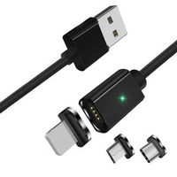 新款磁啜資料線三合一磁啜線快充磁啜充電線閃充線編織磁鐵充電線