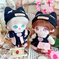 K-Pop Idol Cotton Doll Clothes 20CM Plush Toys Accessories Purple Stripe Dress Housekeeper Uniform Lisa Jisoo IZONE Fans Gifts