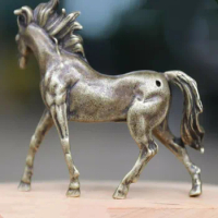 China Copper Bronze Feng Shui Wealth Gallop Animal Horse Lucky Steed Statue T056