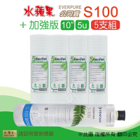 【水蘋果】Everpure S100 公司貨濾心+加強版10英吋5微米PP濾心(5支組)
