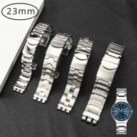 Watches Accessories 316L Stainless Steel Bracelet for Swatch YGS YAS Strap Men Silver WatchBand Safe Buckle 23mm