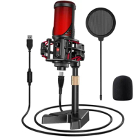 Usb Microphone Desktop Condenser Podcast Condenser Microphone Gaming Microfono Recording Streaming Microphones with Light