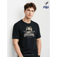 FQU Chicano Cholo Low Rider Hat Mustache Low Rider T-shirt Retro Regular Fit gifts for Men Men's T-S