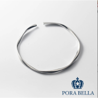 【Porabella】925純銀手鐲手環 時尚氣質開口環開口笑手環可調節式 簡單大方 銀飾 Bangle