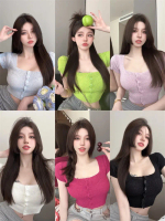 Áo Croptop Nữ, Áo Mongtoghi Cúc Màu