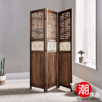 C EST CHIC_秋興賦三片創意實木屏風 W121.5*D2*H170cm