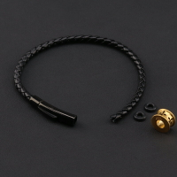 3/4/5mm皮繩手鏈DIY可穿3D硬金替換黃金轉運珠真皮編織手繩黑色繩