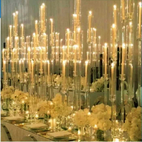 10pcs)Crystal Candlestick Clear Elegant Candle Holder for LED Candles Stand for wedding decoration table centerpiece 2604