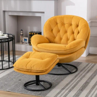 Accent chair TV Chair Living room Chair Beige sofa with Ottoman-Yellow