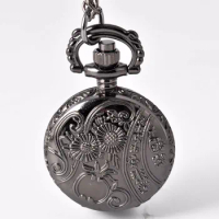 Simple Retro Roman Numerals Mechanical Pocket Watch Pendant With Chain Quartz Unisex Best Gift
