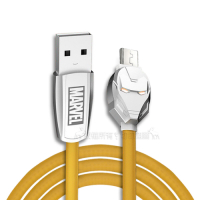 漫威授權 鋼鐵人鋒銳系列 Type-C USB 智能呼吸燈傳輸充電線(黃色)1.2M