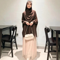 PROMO (CRS) Gamis Oneset Alina Sabrina Anti UV Dijual Terpisah Tunik, Pashmina dan Rok - Mahogani mi