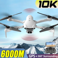 New F10 Drone 10K HD Dual Camera 5G WIFI Fpv Remote Control Helicopter 6000M GPS Real Time Transmission Folding Quadcopter Toys