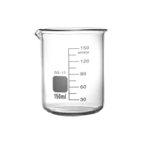 【HOME+】刻度玻璃瓶 150ml 刻度玻璃杯 拉花杯 咖啡用具 造型玻璃瓶 實驗室燒杯 B-GCL150(醬汁盅 尖嘴杯)