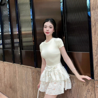 GIGI BOUTIQUE - Đầm Thun Phối Chân Váy Hoa Xinh Xắn- Chất Liệu Cao Cấp