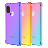 Rainbow Gradient Shockproof Phone Case For Samsung Galaxy A02S A21S A31 Corners Soft silicone Cover For Samsung A41 A51 5G A02S