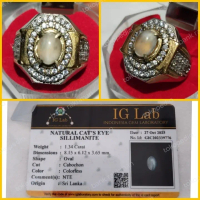 CINCIN NATURAL CAT'S EYE SILLIMANITE RING 8,5 PLUS MEMO IG Lab