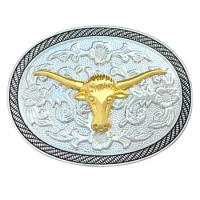 Oval Western Cowboys Gold Ox Head Belt Buckles for Men Handmade Metal Boucle Ceinture Dropshipping