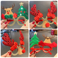 3D Cartoon Christmas Glasses Cute Santa Snowman Elk Glasses Frame for Kids Xmax Party Costume Accessories Noel Navidad Gifts